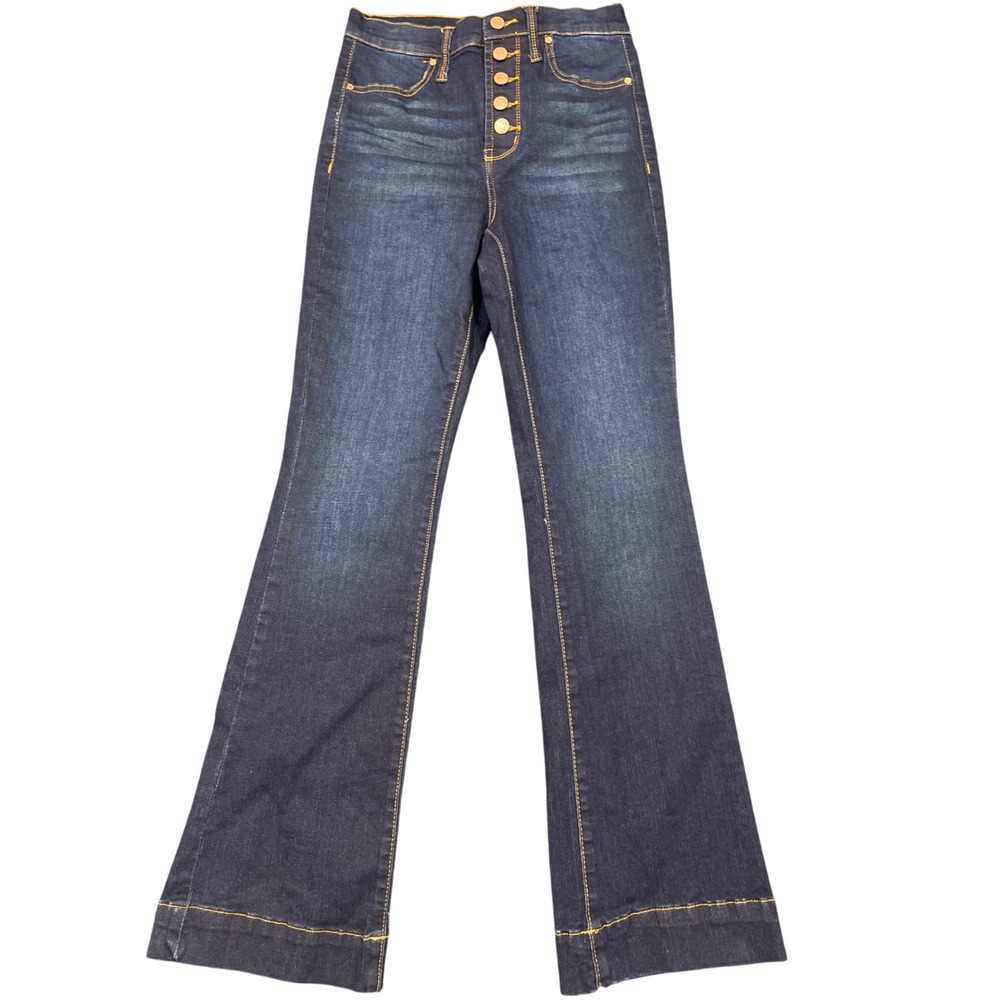 Rachel Rachel Roy Jeans Women 4/27 Blue Flare High Rise Button Fly Dark Wash SEO